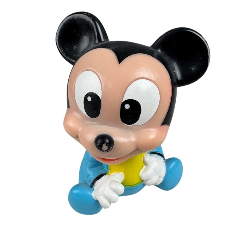 Vintage 1984 Mickey Mouse Baby Rubber Squeak Toy - Walt Disney